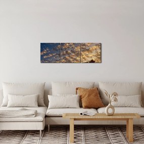 Obraz - palmy pośród chmur (z zegarem) (90x30 cm)