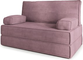 Masseno Sofa piankowa LADIA z funkcją spania, Kanapa z pianki do salonu, Bezmontażowa, Tkanina sztruksowa – Wrzosowy POSO 130