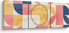 Obraz - Abstrakcja z wzorami retro (z zegarem) (90x30 cm)