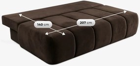 Sofa z Funkcją Spania SARIA Brązowa Welurowa Nowoczesna