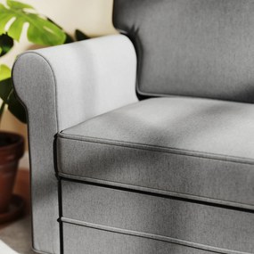 HOMCOM Sofa 2-osobowa, Kompaktowa Sofa do Salonu, Materiał imitujący len, Miękkie Poduszki, Rama Stalowa, Ciemnoszary