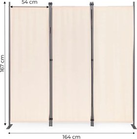 Parawan ogrodowy składany AW-022, 167x164 cm, 3-panelowy, kolor beżowy