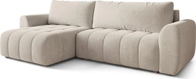 Masseno Narożnik MODARO z funkcją spania i pojemnikiem na pościel Narozniki L, Rozkładana sofa - Kremowy, CASTEL 03