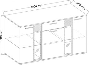 Pojemna komoda SALSO biała półki szuflada do salonu