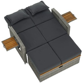 Sofa ogrodowa rattanowa MALORY, szary/naturalny