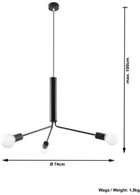 Czarna lampa wisząca z metalowym kloszem ø 74 cm Donato – Sollux