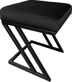 Pufa ZETA tkanina Welur loft ławka podnóżek metal : Kolor Stelaża - Czarny , Kolor tkaniny - VELVET - MG19, Typ tkaniny - Velvet
