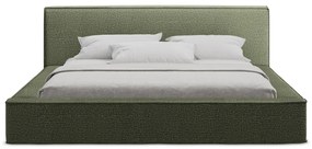 Zielone tapicerowane łóżko dwuosobowe ze schowkiem i stelażem 140x200 cm Noho – Makamii