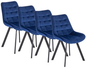 Zestaw 4x Krzesło Tapicerowane RICK do Salonu Granatowe Welurowe Nowoczesne Loft