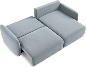 Niebieski aksamitny rozkładany/ze schowkiem narożnik (prawostronny/z szezlongiem) Kalena – Makamii