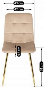 Krzesło Tapicerowane do Salonu YORK Kremowe Welurowe Glamour