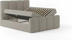 Stylowe łóżko tapicerowane KORA 160x200 cm w tkaninie CENTAUR 3 jasnoszarej