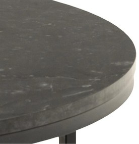 Czarny okrągły stolik z blatem w dekorze marmuru ø 80 cm Spiro – Actona