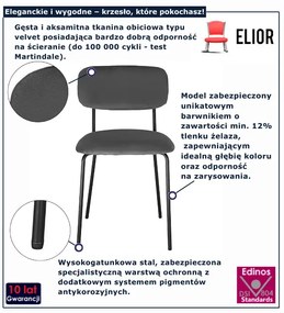 Szare krzesło tapicerowane na metalowych nogach A8-N95