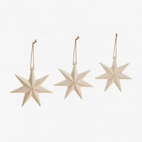 Zestaw 3 Ozdób Świątecznych Z Płyty Mdf Perg Kremowa & 15 X 15 Cm - Sklum