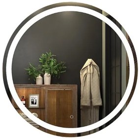 LUSTRO OKRĄGŁE LED FI60cm M-960 WŁĄCZNIK DOTYKOWY PIASKOWANE ŁAZIENKOWE Z PODŚWIETLENIEM