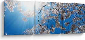 Obraz - Wiśniowe kwiaty (z zegarem) (90x30 cm)
