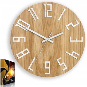 Zegar na ścianę nowoczesny drewniany z dużymi cyframi okrągły cichy loft