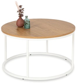 Stolik Kawowy ANN MAX 80 cm Dąb/Biały Skandynawski