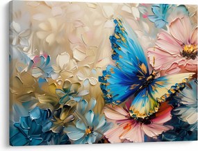 Obraz - Malowanie kwiatów i motyli (70x50 cm)
