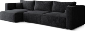Masseno Narożnik TOLMO z funkcją spania i pojemnikiem na pościel Narozniki L, Rozkładana sofa - Czarny, LUMO 80