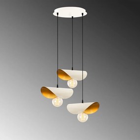 Lampa wisząca w biało-złotym kolorze z metalowym kloszem Sivani – Opviq lights