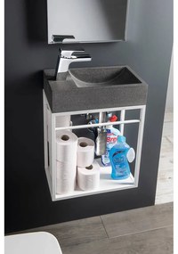 Ciemnoszara betonowa umywalka 40x22 cm Crest – Sapho