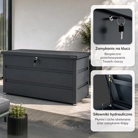 Metalowa skrzynia ogrodowa Carrie 360 litrów, 119 × 58 × 52 cm, kolor antracyt