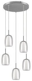 Lampa wisząca w kolorze srebra ze szklanym kloszem ø 48 cm Barret – Trio Select