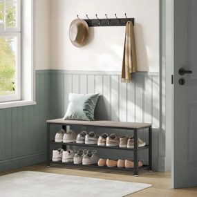 Półka na buty E1078 GREY, szara, 2 półki