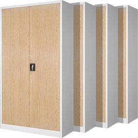 Zestaw 4x szafa biurowa metalowa biała/dąb sonoma, 900x1850x400 mm: JAN Eco Design