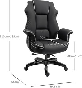 Vinsetto Ergonomiczne krzesło biurowe obrotowe z funkcją pochylania czarne wygodne | Aosom PL