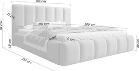 Łóżko tapicerowane Aura 160x200 z pojemnikiem - beżowa bukla Quelle 03