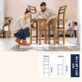 Casaria Krzesła barowe OSLO z oparciem, 2 szt., 40x36x110cm, naturalny brąz