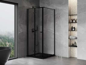Mexen Mist-F kabina prysznicowa składana lewa 90 x 90 cm, czarna ramka, czarna - 8A6T-090-090-70-70-L