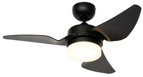 Wentylator sufitowy z lampą czarny 86,7 cm z LED z funkcją ściemniania i pilotem - Yuki Nowoczesny Oswietlenie wewnetrzne