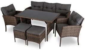 Zestaw mebli ogrodowych ze stołem obiadowym Atlanta, brązowy