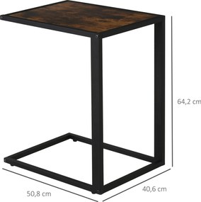 Stolik w kształcie litery C stolik kawowy stolik na podstawie stół metal MDF | Aosom.pl