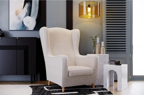 Fotel uszak Skandica AGNETA boucle / nóżki naturalne