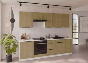 Kuchnia Airi II 260 cm w kolorze dąb cremona / czarny mat lub biały mat z systemem cichego domykania