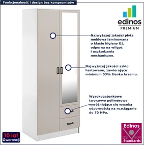 Skandynawska szafa z lustrem biały + kaszmir K0-D09