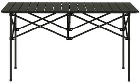 Outsunny Składany Stół Kempingowy z Rolowanym Blatem Ogrodowy z Aluminium Dla Dwie Osoby 95 x 55 cm Czarny