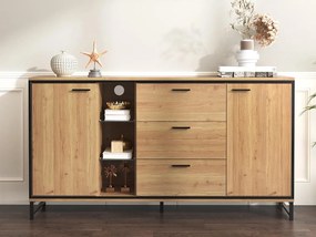 Bufet niski z LED - 3 szuflady i 2 drzwi i 3 półki - Naturalny
