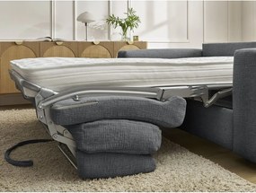 Ciemnoszara rozkładana sofa do spania z tkaniny szenilowej 220 cm Hugo – Bobochic Paris
