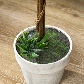 HOMCOM Zestaw 2 Sztucznych Drzewek Lawendowych, 60 cm Wysokości, Zawiera Donicę i Sztuczny Mech, Biały