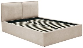 Łóżko ze skrzynią ze zdejmowanym pokrowcem 160 x 200 cm - Tkanina - Beżowe - TENESE