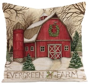 Świąteczna poszewka na poduszkę EVERGREEN FARM 45x45 cm, kolorowa