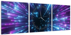 Obraz - Neonowa przestrzeń (z zegarem) (90x30 cm)