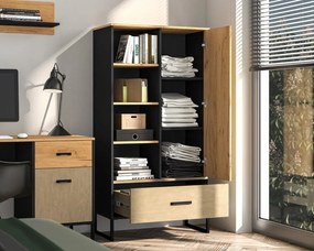 Regał niski COLIN 04 dąb złoty craft/czarny ML MEBLE