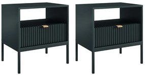 Zestaw 2 szafek nocnych z 1 szufladą i 1 wnęką - Czarny - LIOUBA Pascala MORABITO